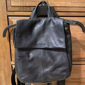 American Leather Co.  backpack with brushed gold hardware.